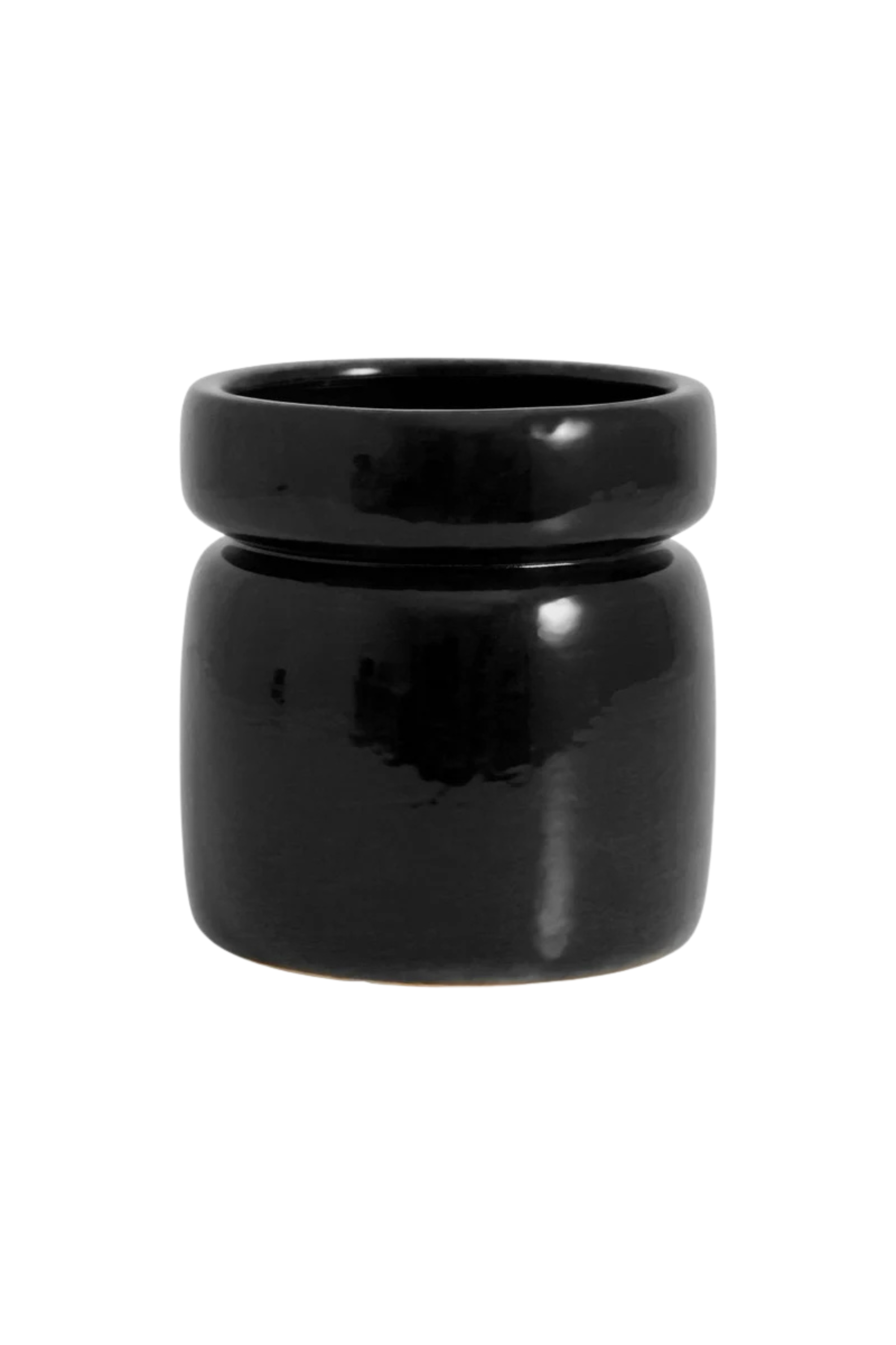 Isa kaspó, S, fényes fekete mázzal