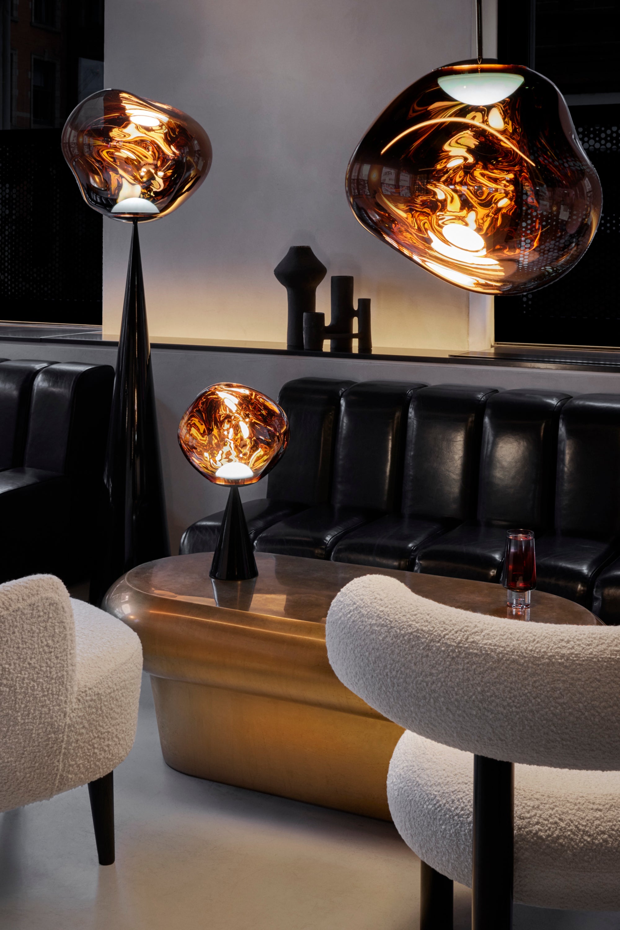 Melt Cone Fat Table Lamp Black and Copper