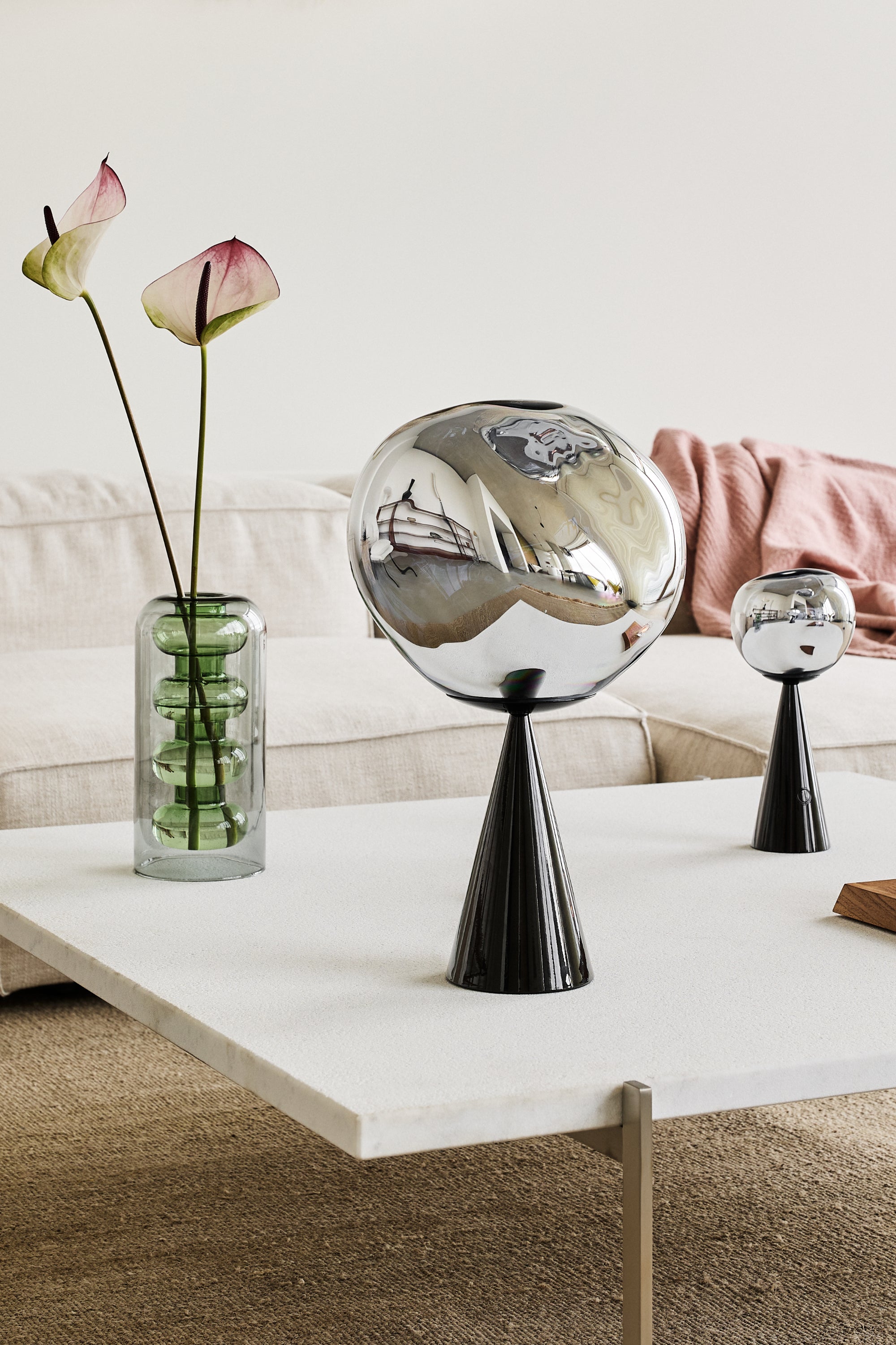 Melt Cone Fat Table Lamp Black and Silver