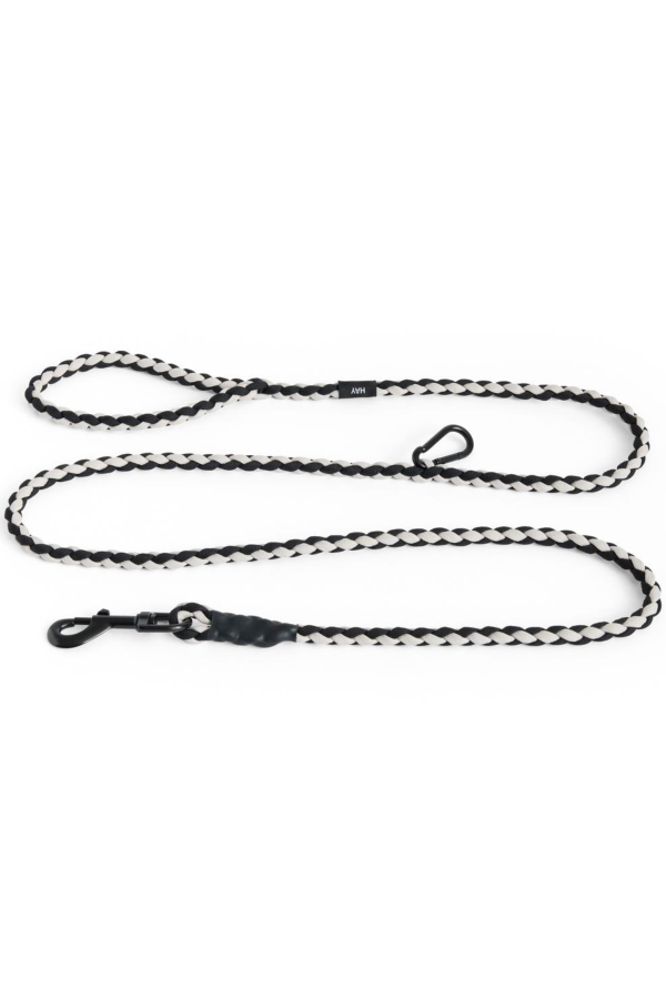 HAY | HAY fehér és fekete póráz M/L  | HAY Dogs Leash-Braided Adjustable M/L black-white | Home of Solinfo