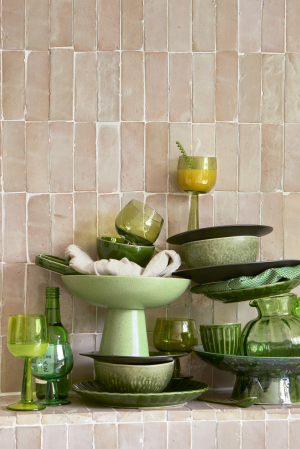HK living | Emeralds zöld desszertes tál szett | Ceramic dessert bowl green | Home of Solinfo