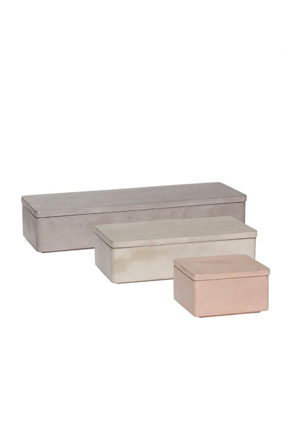Hübsch szögletes beton tároló szett, szürke, barna, rózsaszín, Concrete storage set grey, brown, pink