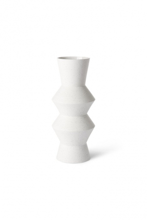 HKliving | Fehér agyag váza, szögletes L | Speckled clay vase angular L | Solinfo Shop