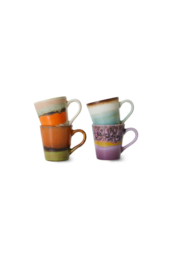 HKliving | 70's Ceramics Retro eszpresszó csésze szett | 70s Ceramics Retro espresso mug set | Home of Solinfo 