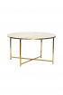 Hübsch Fehér-sárgaréz dohányzóasztal | White-brass side table | Solinfo Shop