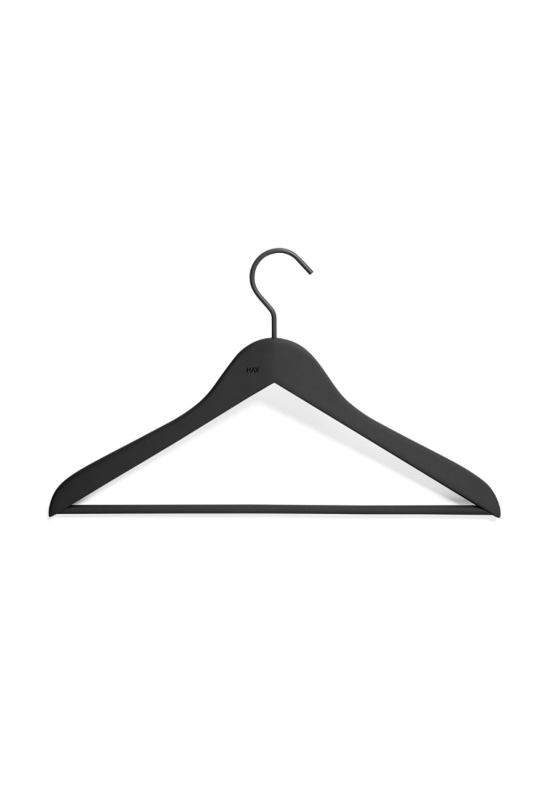 HAY | Soft fekete vállfa szett nadrágtartóval | Soft Coat Hanger Set of 4 W Bar Slim Black | Home of Solinfo