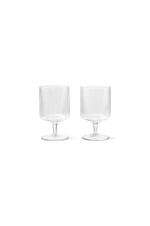 ferm LIVING | Ripple boros pohár szett (2 db) | Ripple Wine Glasses (Set of 2) Clear | Home of Solinfo
