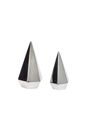 Hübsch | Ezüst kerámiafa szett | Ceramics christmas tree, silver | Home of Solinfo