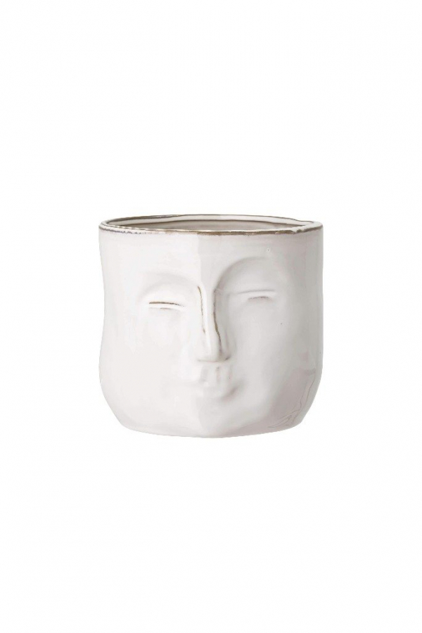 Bloomingville Fehér kő virágcserép | White stoneware flowerpot | Solinfo Shop