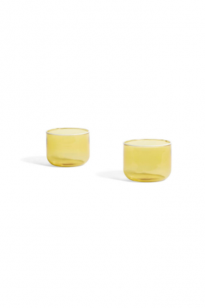 HAY | Tint sárga pohár szett fehér peremmel | Tint yellow glass set of 2 with white rim | Home of Solinfo