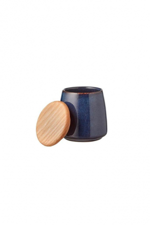 Bitz | Kőedény kék tároló | Stoneware jar dark blue 12 cm | Home of Solinfo
