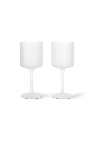 ferm LIVING | Ripple Frosted fehérboros pohár szett | Ripple White Wine Glasses Frosted | Home of Solinfo