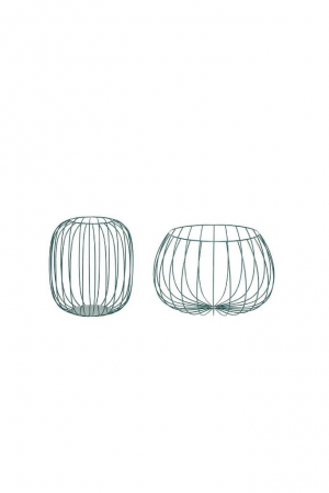 Hübsch | Hübsch fil-de-fer fém kosár szett, zöld | Hübsch Basket set, fil-de-fer, metal, green | Solinfo Shop