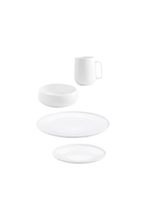 Aida |  ENSŌ fehér étkészlet | ENSŌ white - 16 pcs 4 x (mug w handle, dessert, dinner, bowl) | Home of Solinfo